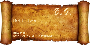 Bohl Izor névjegykártya